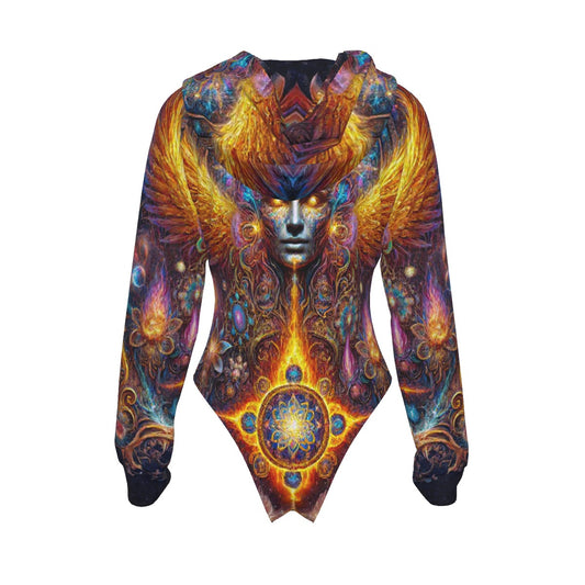 All-Over Print Women's Raglan Sleeve Hooded Bodysuit