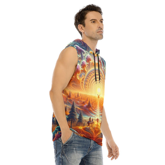 Horizon of Celestial Dreams Sleeveless Hooded Shirt