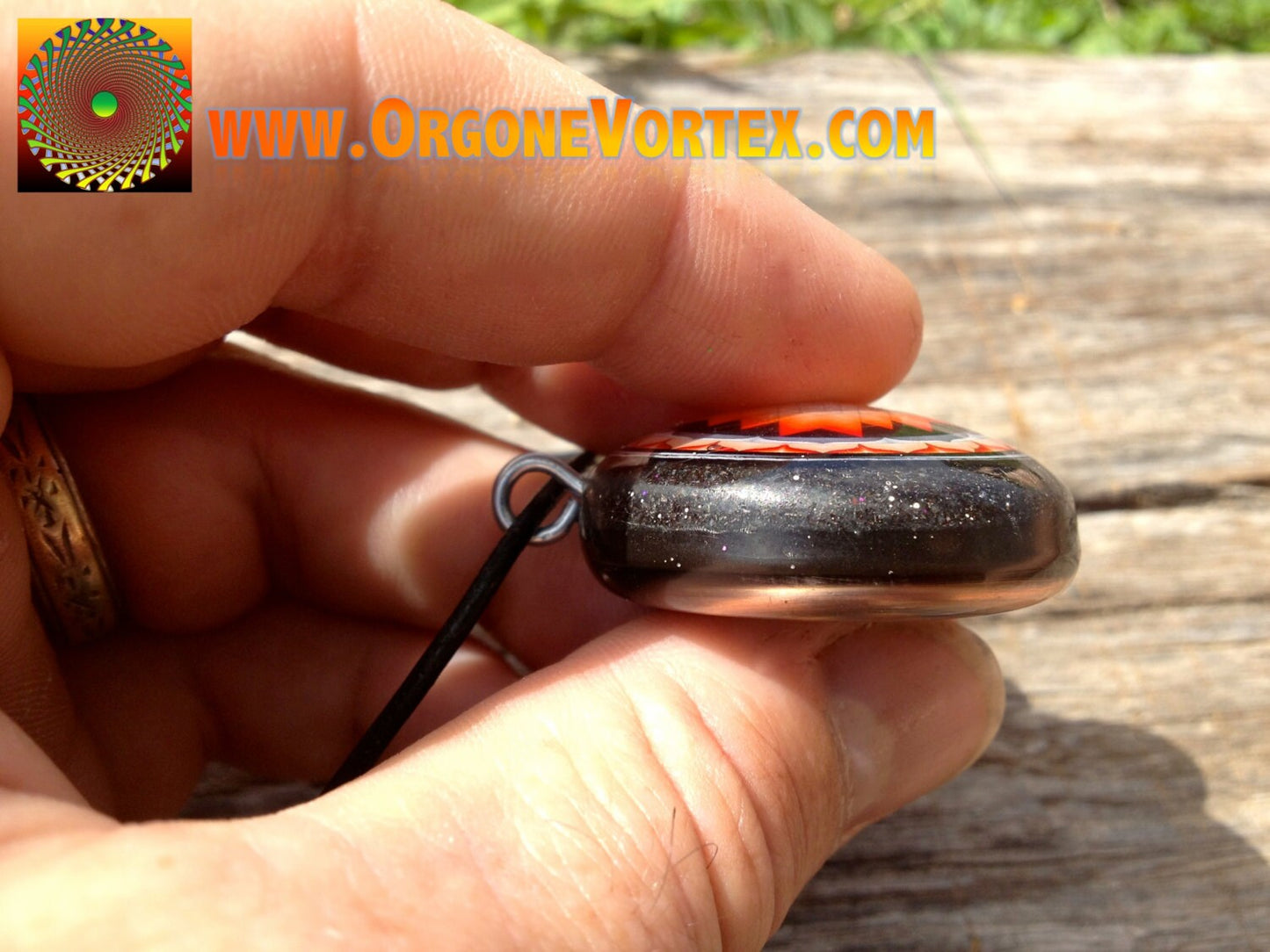 Orange Sri Yantra Mandala Orgone Tesla Pendant- EMF Blocker - Chakra Balancing - FREE Necklace - Hand Made