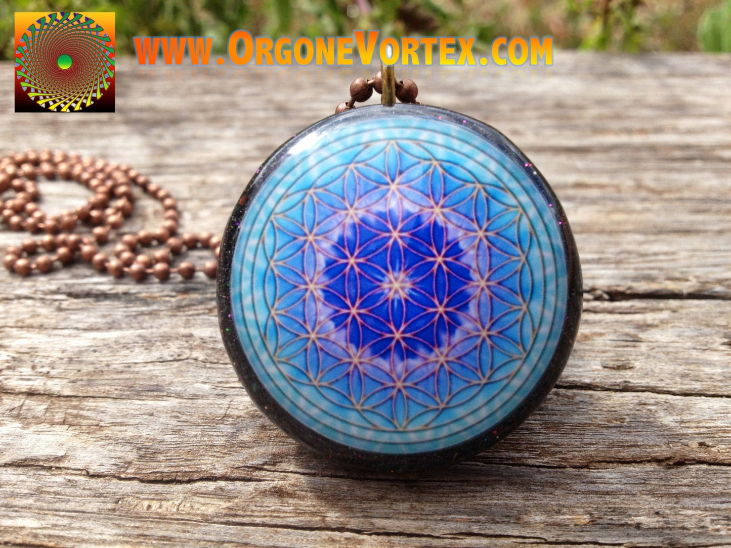 Blue Tie-Dye Flower of Life - Sacred Geometry - Orgone Tesla Pendant- EMF Blocker - Chakra Balancing - FREE Necklace - Hand Made