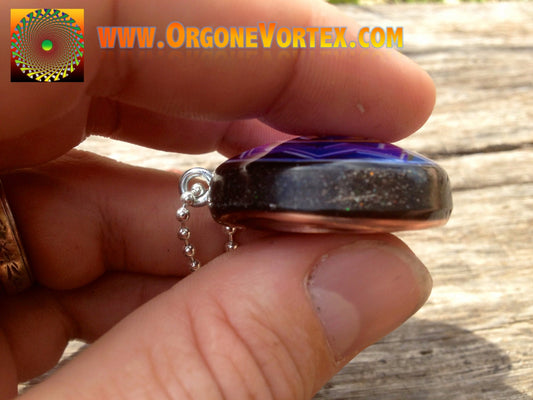 Purple OM Mandala Orgone Tesla Pendant- EMF Blocker - Chakra Balancing - FREE Necklace - Hand Made