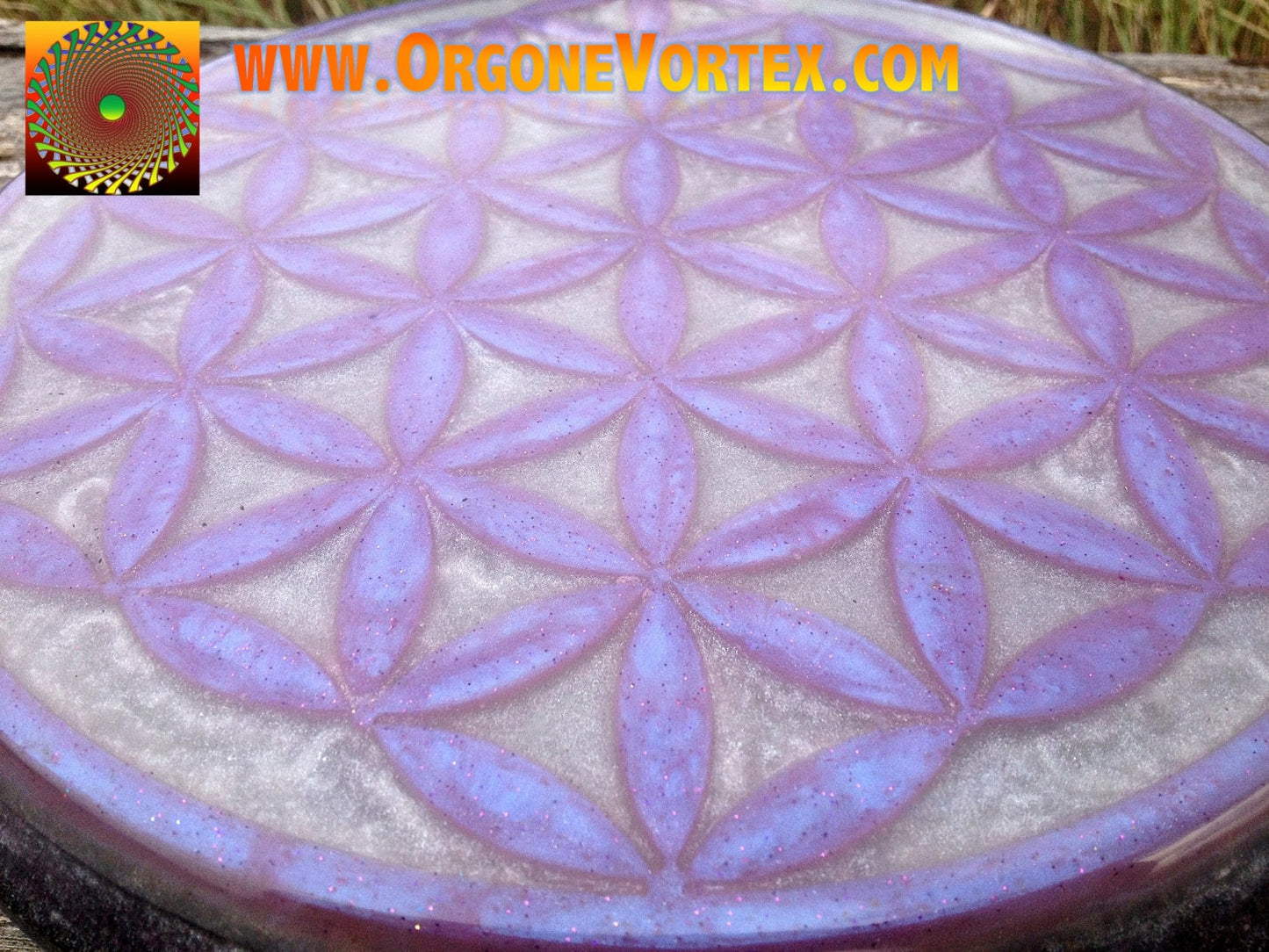CUSTOM-Made to Order-  Orgone Flower of Life Power Plate 10 inch - Any Color - Structure Drinks -Energy Balance - Sleep Aid - EMF Protection