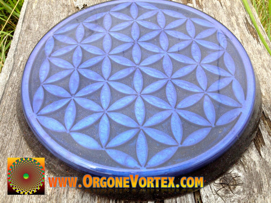 CUSTOM-Made to Order- Orgone Flower of Life Power Plate 10 inch - Any Color - Structure Drinks -Energy Balance - Sleep Aid - EMF Protection