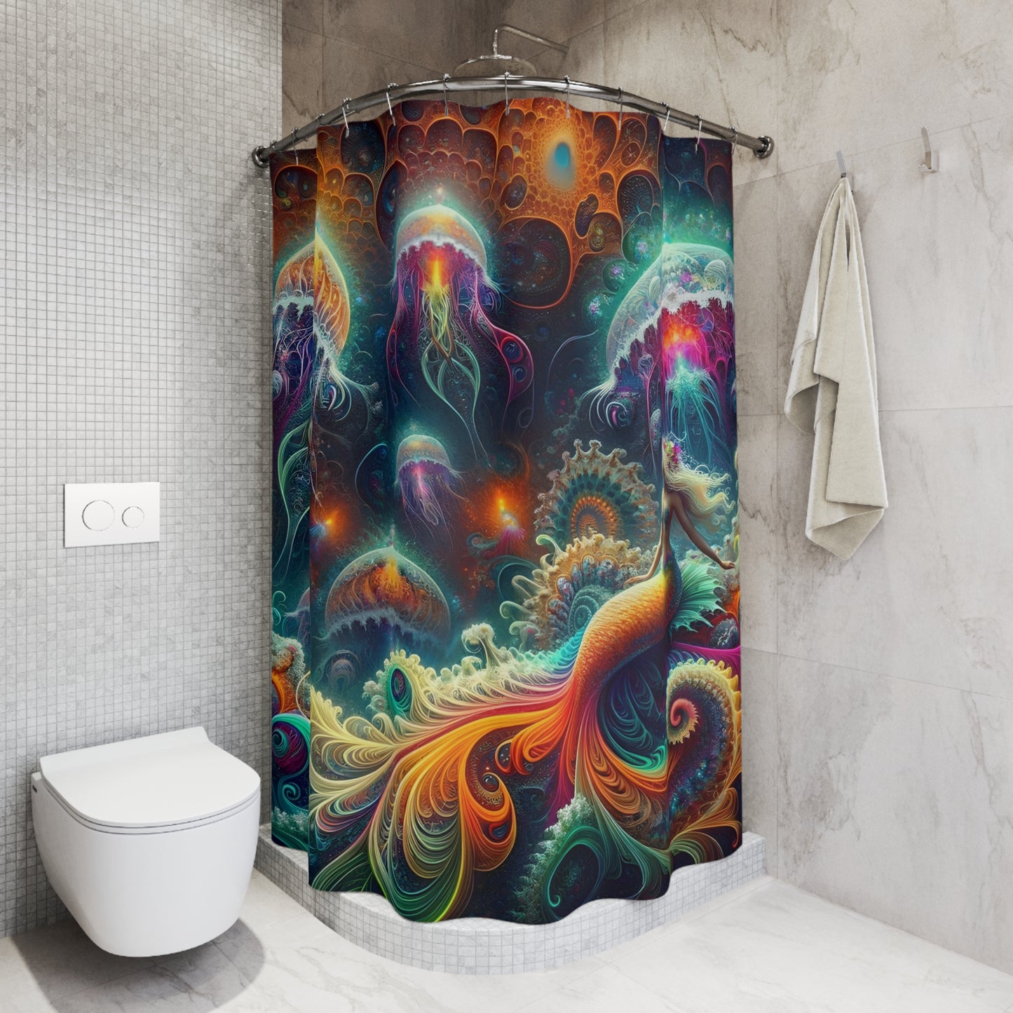 Jelly Fish Kingdom Polyester Shower Curtain