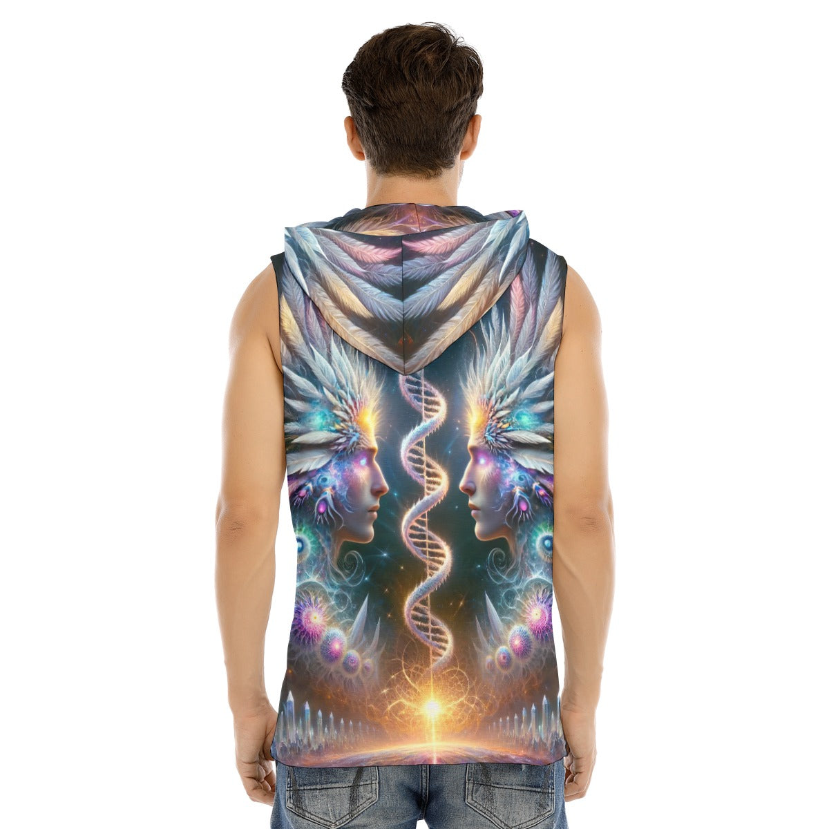 Twin Flame Sleeveless Hooded Shirt