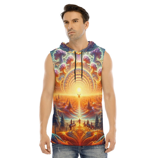 Horizon of Celestial Dreams Sleeveless Hooded Shirt