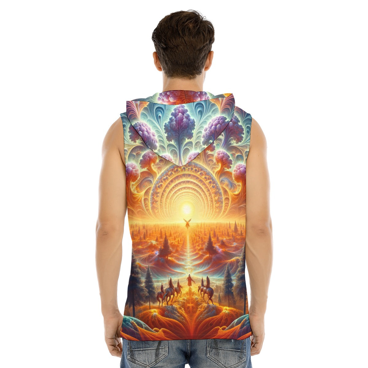 Horizon of Celestial Dreams Sleeveless Hooded Shirt