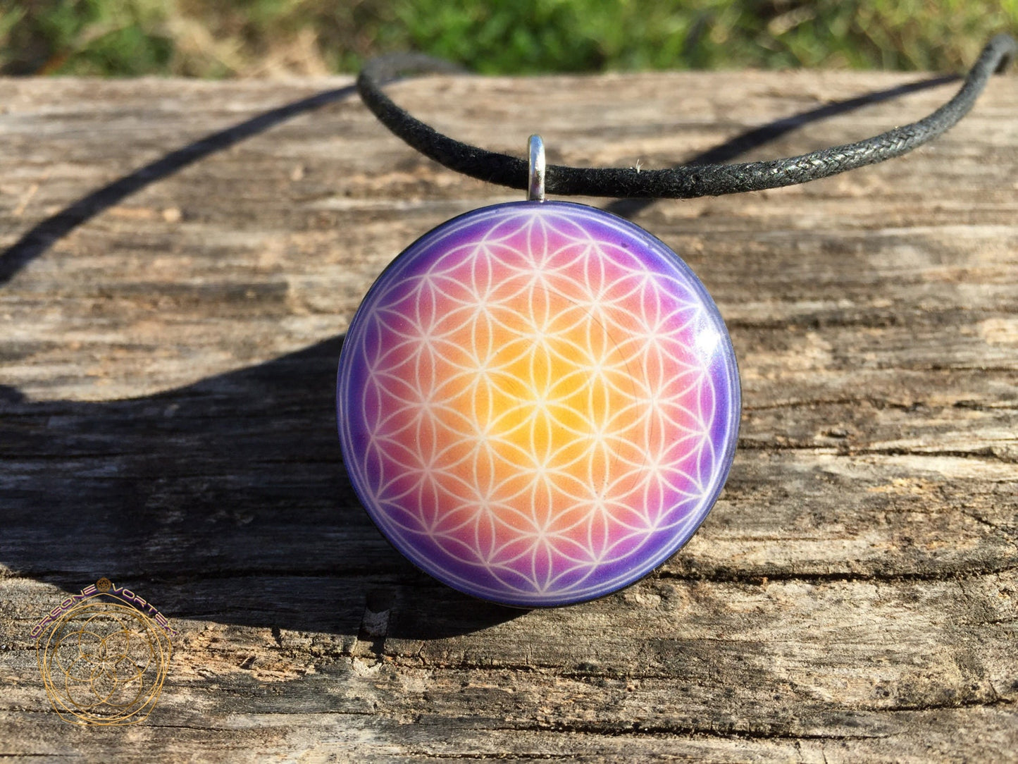 Purple Sunshine  Flower of Life - Sacred Geometry - Orgone Tesla Pendant- EMF Blocker - Chakra Balancing - FREE Necklace - Hand Mad