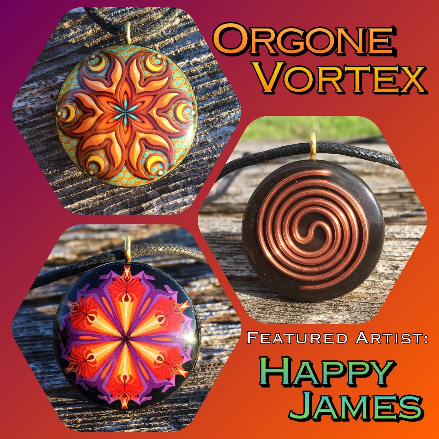 Happy Happy James - When She Speaks - Orgone Tesla Pendant -  EMF Blocker - Chakra Balancing - FREE Necklace - Hand Made