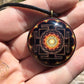 Golden Fire Sri Yantra Mandala Orgone Tesla Pendant- EMF Blocker - Chakra Balancing - FREE Necklace - Hand Made