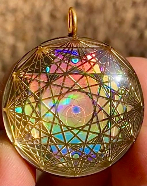 Dodecagram - Sacred Geometry Holographic Orgone Tesla Pendant- EMF Blocker - Chakra Balancing - FREE Necklace - Hand Made