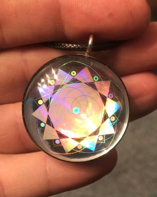 Holographic Orgone Tesla Pendant- EMF Blocker - Chakra Balancing - FREE Necklace - Hand Made