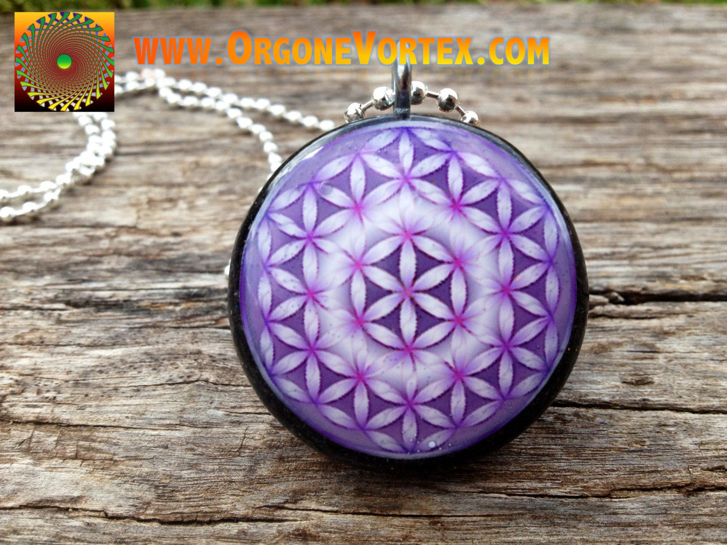 Purple Bloom Flower of Life - Sacred Geometry - Orgone Tesla Pendant- EMF Blocker - Chakra Balancing - FREE Necklace - Hand Made