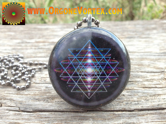 Cosmic Sri Yantra Orgone Tesla Pendant- Feat. Artist Endre Balogh - EMF Blocker - Chakra Balancing - FREE Necklace - Hand Made