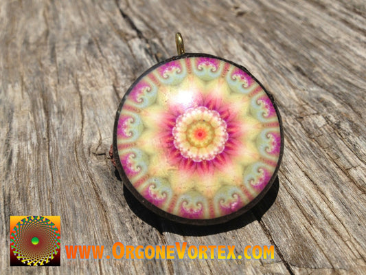 Orgone Flower Fractal Mandala Pendant feat. - EMF Blocker - Chakra Balancing - FREE Necklace - Hand Made
