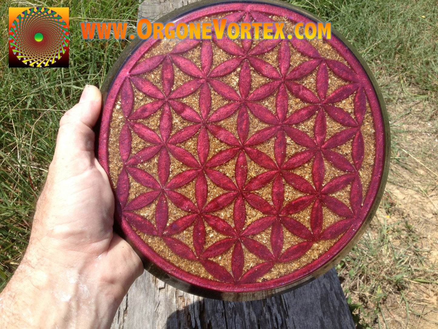 CUSTOM-Made to Order-  Orgone Flower of Life Power Plate 10 inch - Any Color - Structure Drinks -Energy Balance - Sleep Aid - EMF Protection