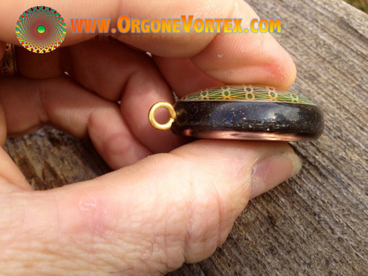 Emerald Sun Flower of Life - Sacred Geometry - Orgone Tesla Pendant- EMF Blocker - Chakra Balancing - FREE Necklace - Hand Made