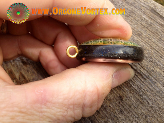 Emerald Sun Flower of Life - Sacred Geometry - Orgone Tesla Pendant- EMF Blocker - Chakra Balancing - FREE Necklace - Hand Made