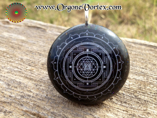 Sri Yantra Mandala Orgone Tesla Pendant- EMF Blocker - Chakra Balancing - FREE Necklace - Hand Made