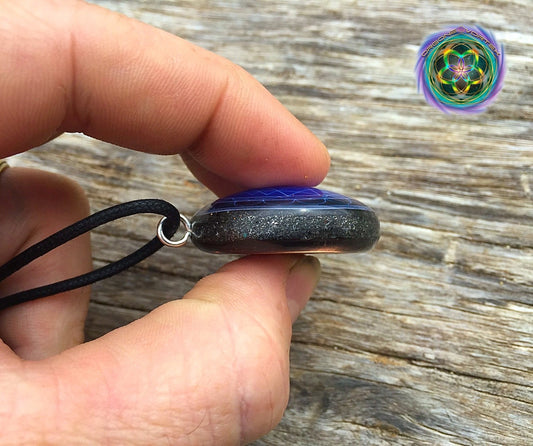 Blue Sri Yantra Mandala Orgone Tesla Pendant- EMF Blocker - Chakra Balancing - FREE Necklace - Hand Made