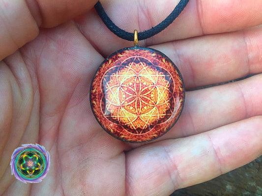 Seed of Life - Sacred Geometry - Orgone Tesla Pendant- EMF Blocker - Chakra Balancing - FREE Necklace - Hand Made
