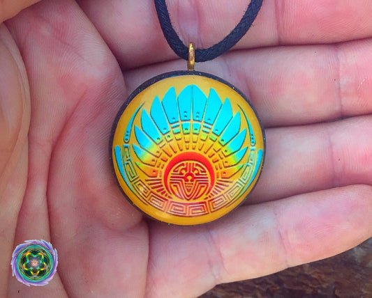 Feathered Serpent Crop Circle - Orgone Tesla Pendant- EMF Blocker - Chakra Balancing - FREE Necklace - Hand Made